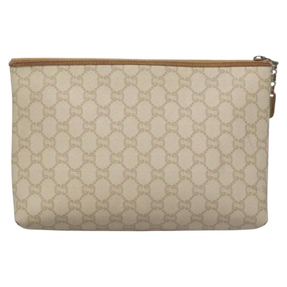 GUCCI GG Plus Supreme Clutch Bag PVC Beige Gold Auth bs23476 - Picture 3 of 16